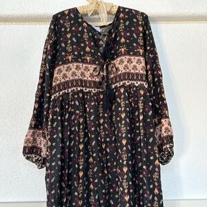 The fox and the mermaid Venice rare tie front maxi dress in small medium EUC